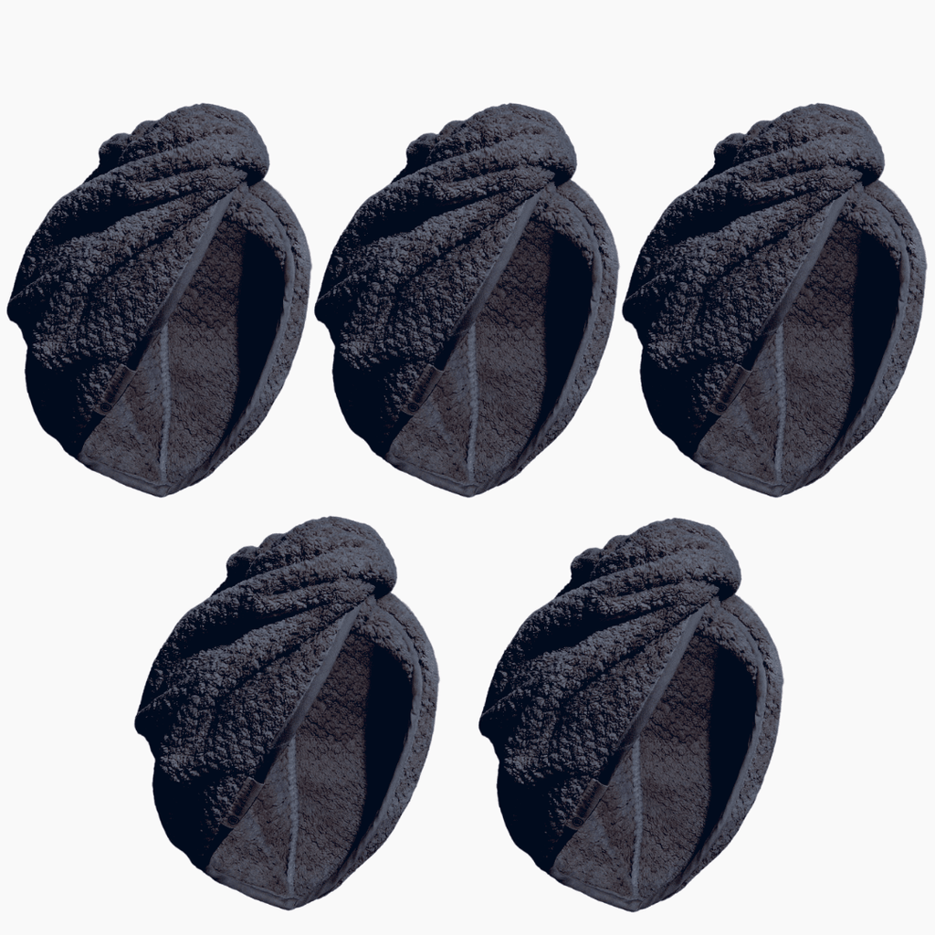 (5 Pack) Hair Drying Towel - Charcoal