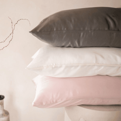 Pink Silk Pillowcase (Queen) + Scrunchies