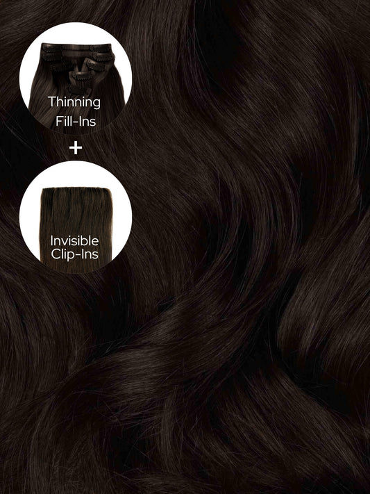 Espresso (2) Thinning Hair and Invisible Clip-ins Bundle