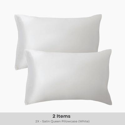(2 Pack) White Satin Queen Pillowcase