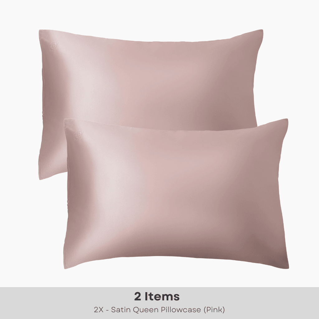 (2 Pack) Pink Satin Queen Pillowcase