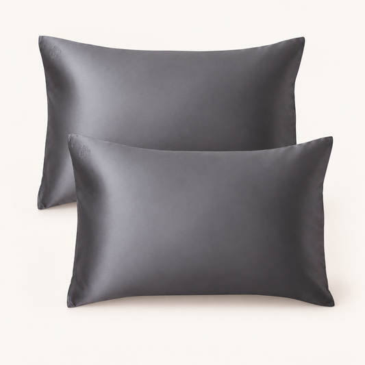 (2 Pack) Dark Grey Satin Queen Pillowcase — refreshed product image